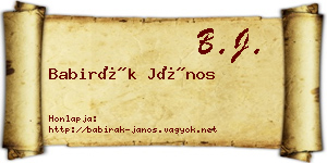 Babirák János névjegykártya
