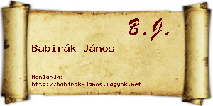 Babirák János névjegykártya