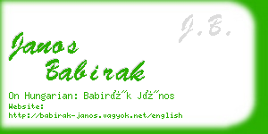 janos babirak business card